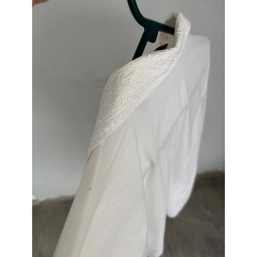 Vintage 90's Y2K White Long Sleeve Button Down Blouse Size L Detailed Collar - Picture 8 of 8